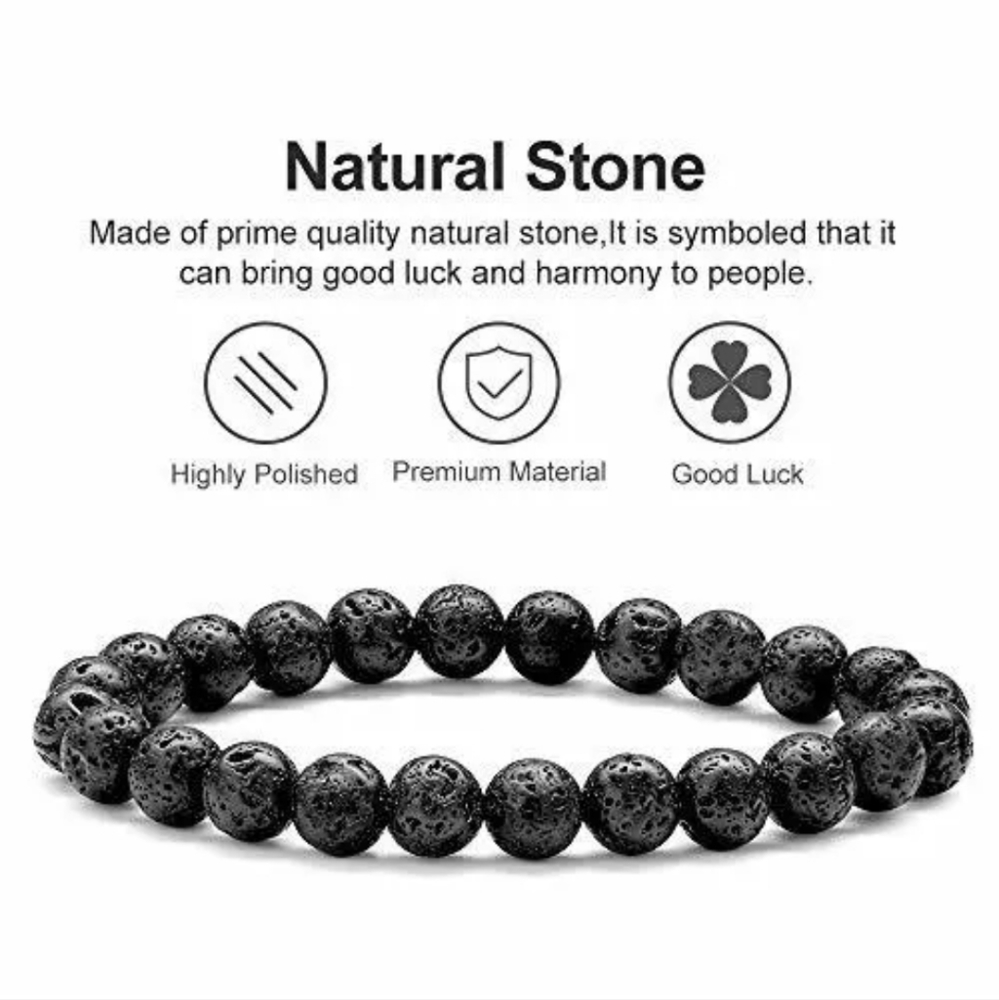 Natural Stone Lava Rock Anxiety Essential Oil Diffuser Bracelet